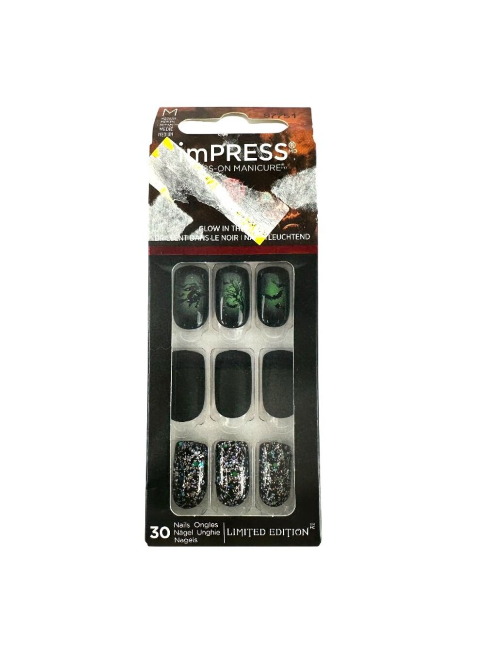 ImPress Witchful Thinking Halloween Glow In The Dark Press-On Nails With Glitter